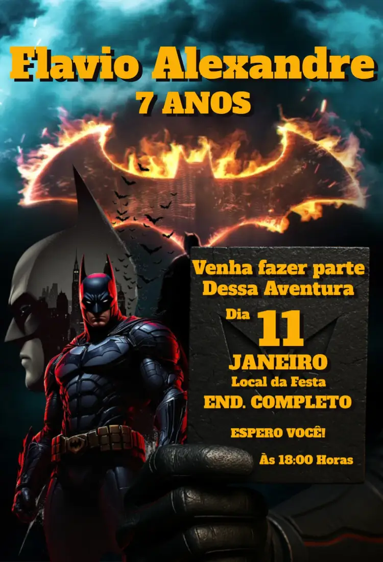 Convite Batman O Homem Morcego