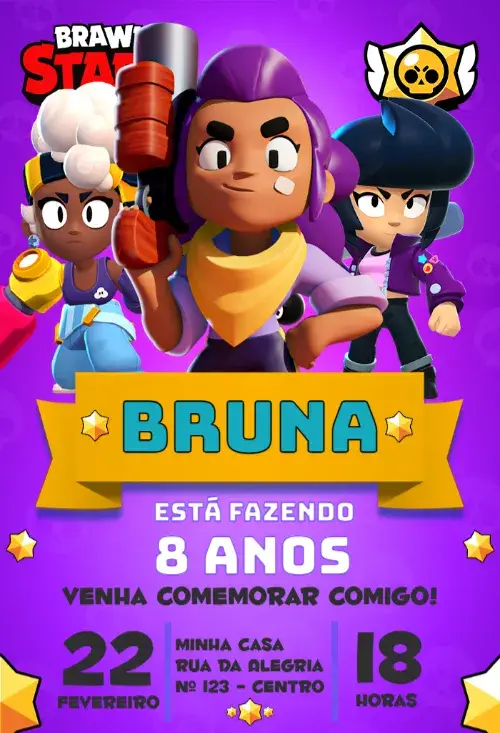 Convite Brawl Stars Trio das Meninas