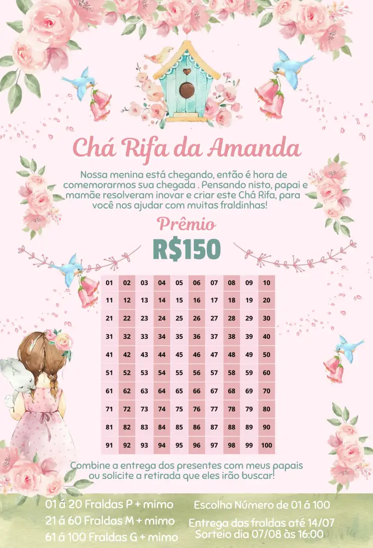 Convite Jardim Encanto Menina e Coelho