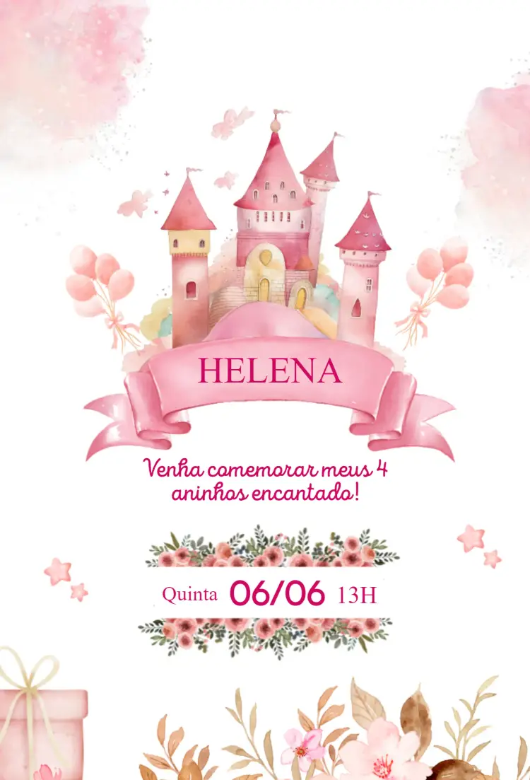 Convite Menina Castelo Princesa