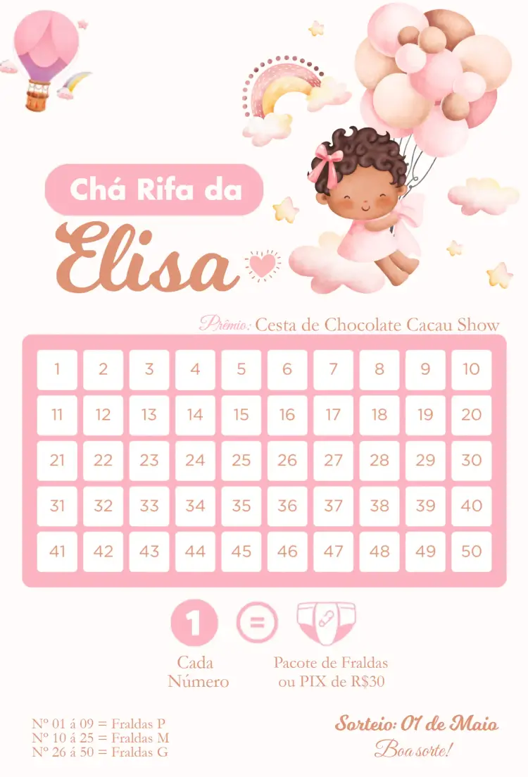 Convite Menina e Balões editável e personalizável