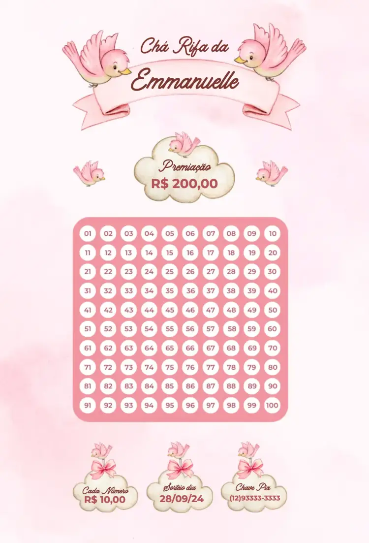 Convite Pássaros rosa