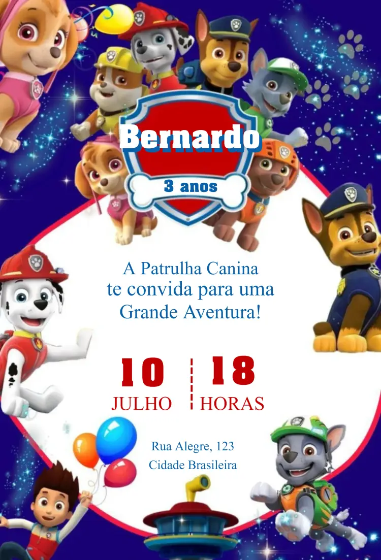 Convite Patrulha Canina 3