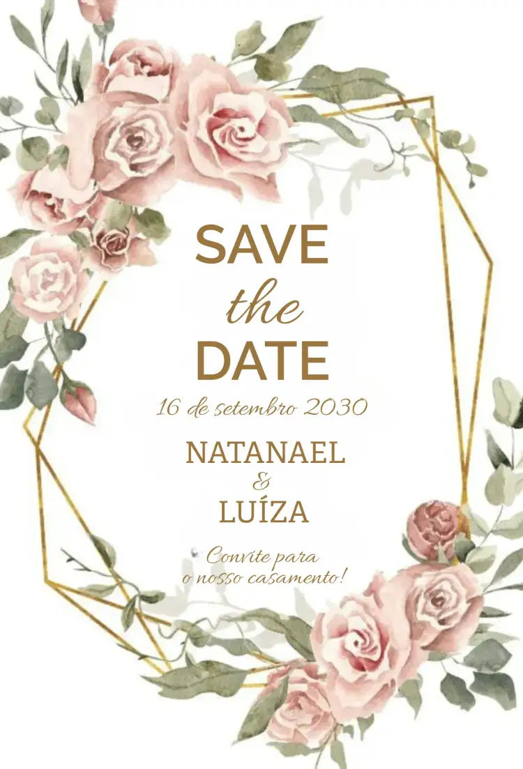 Convite Rosa Empoeirada – tema Casamento floral, delicado, romântico, natural, elegante
