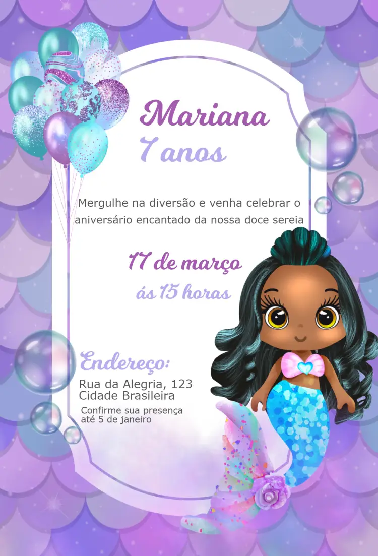 Convite Sereia morena