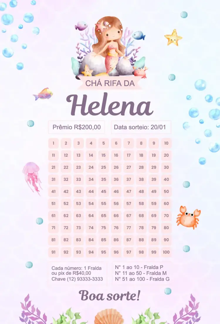 Convite Sereia Rosa e Lilás