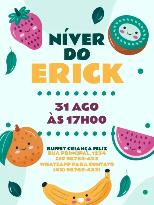 Infantil Fruta Verde Comemoração