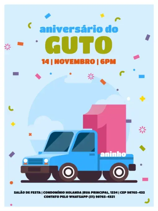 Carrinhos 1 Ano Claro