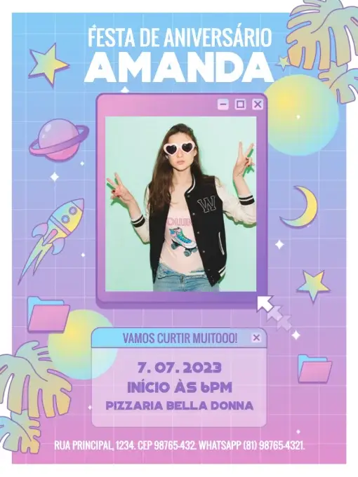 Para Menina Neon Com Foto Divertido