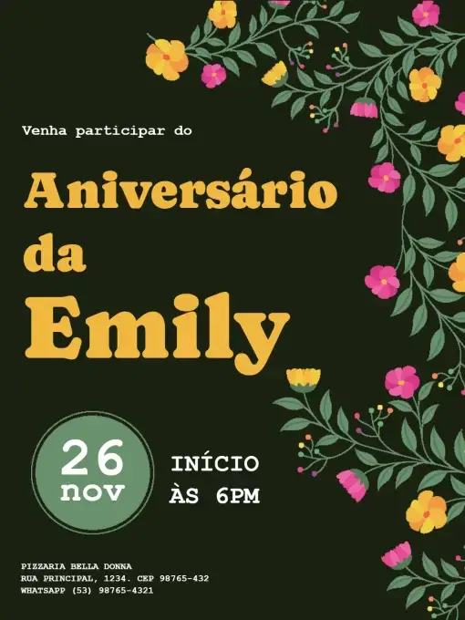 Adulto Feminino Escuro Floral Festa