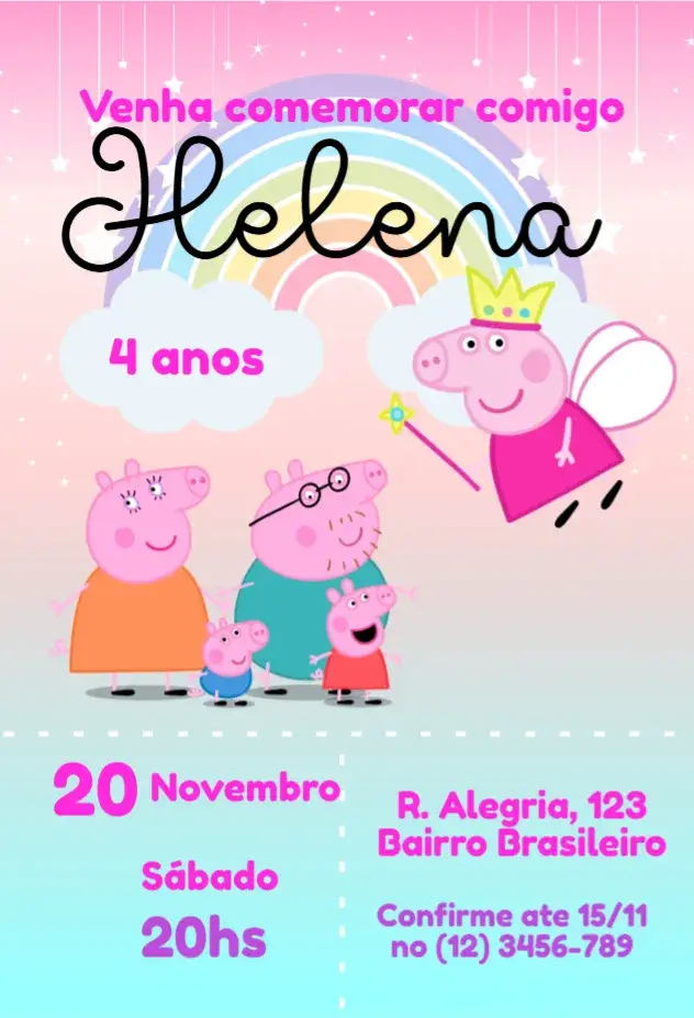 Convite Peppa Pig