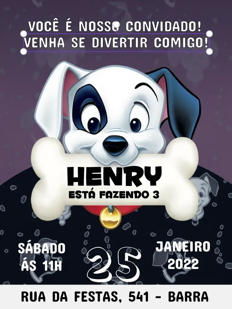 Convite 101 Dálmatas Pet