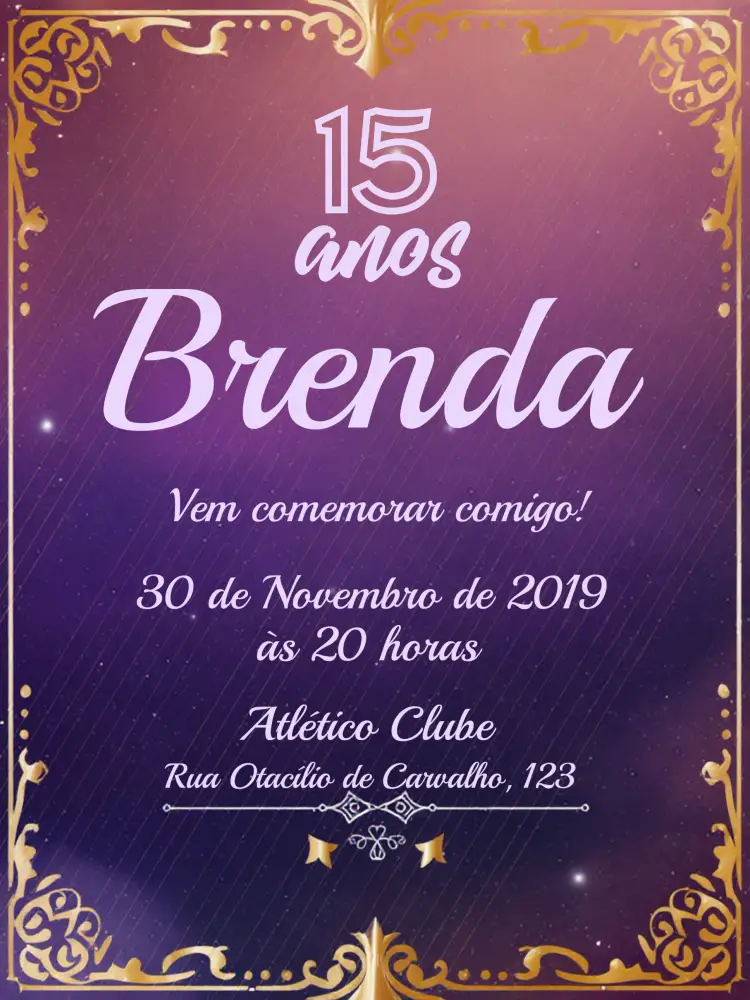 Convite 15 Anos - Azul E Dourado Minimalista Festa