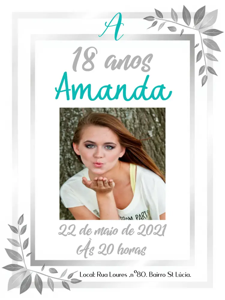 Convite 15 Anos Azul Tiffany Com Foto Moldura