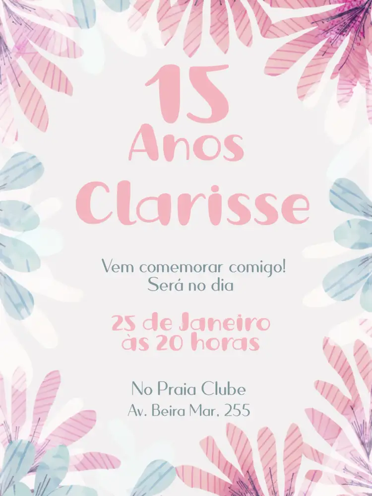 Convite 15 Anos - Candy Color Rosa Azul – tema 15 anos candy color, aquarela, moderno, divertido, colorido