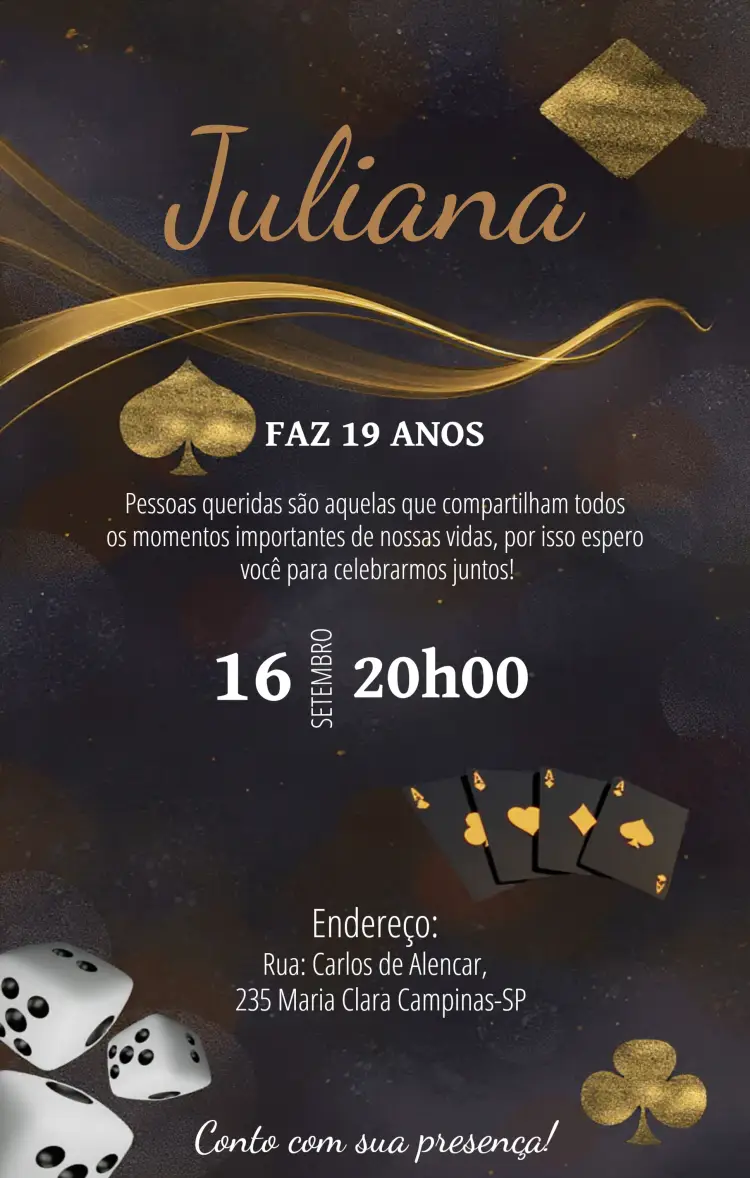 Convite 15 Anos Cassino Vermelho