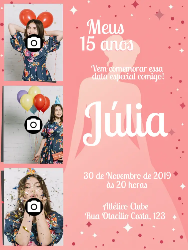 Convite 15 Anos Com Foto Branco
