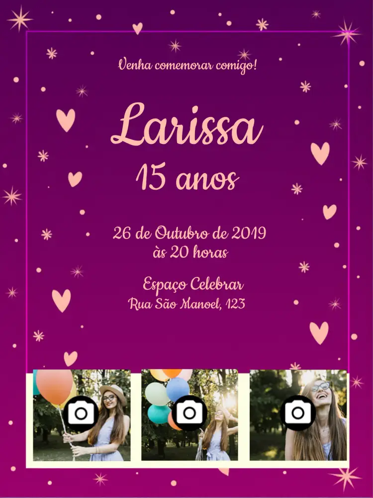 Convite 15 Anos Com Foto Luxuoso