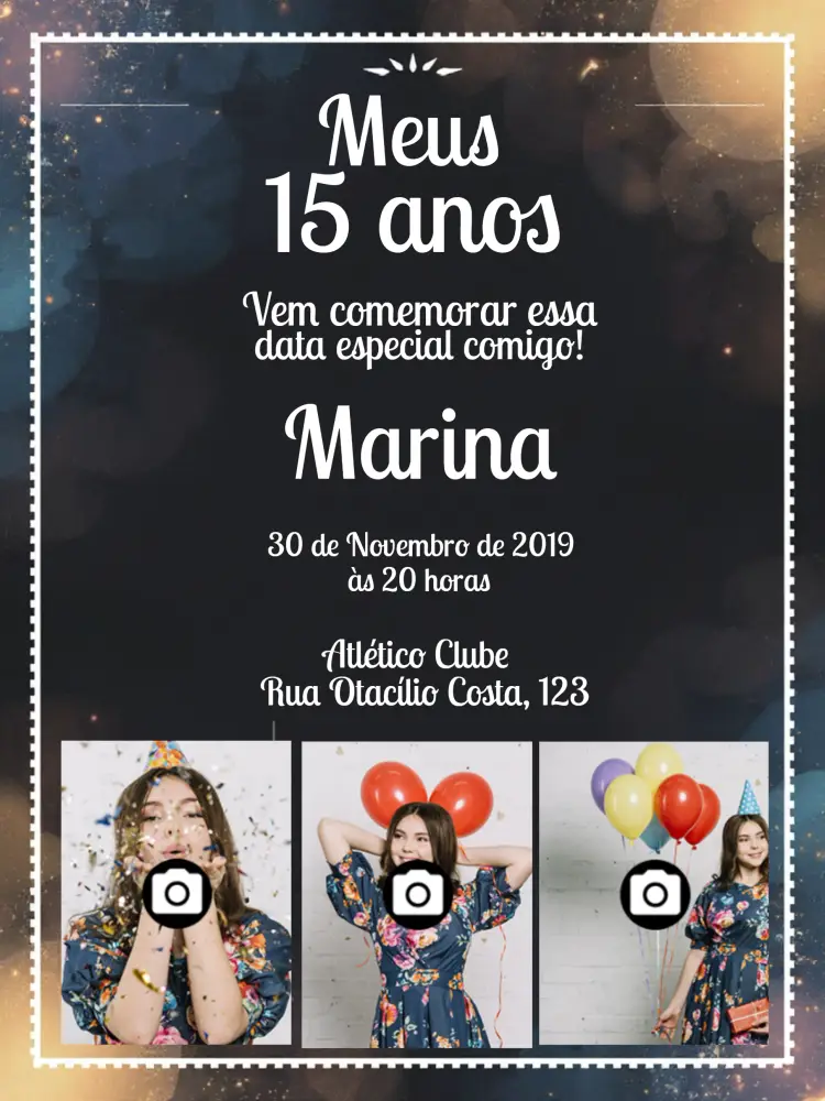 Convite 15 Anos Com Fotos Mosaico