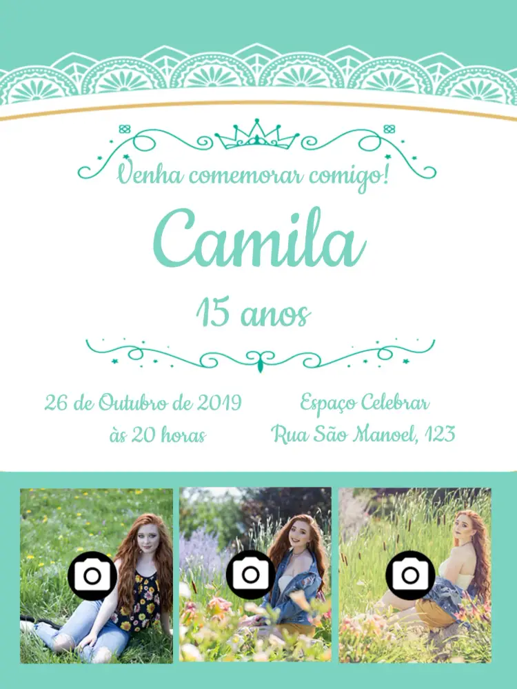 Convite 15 Anos Com Fotos Rendado