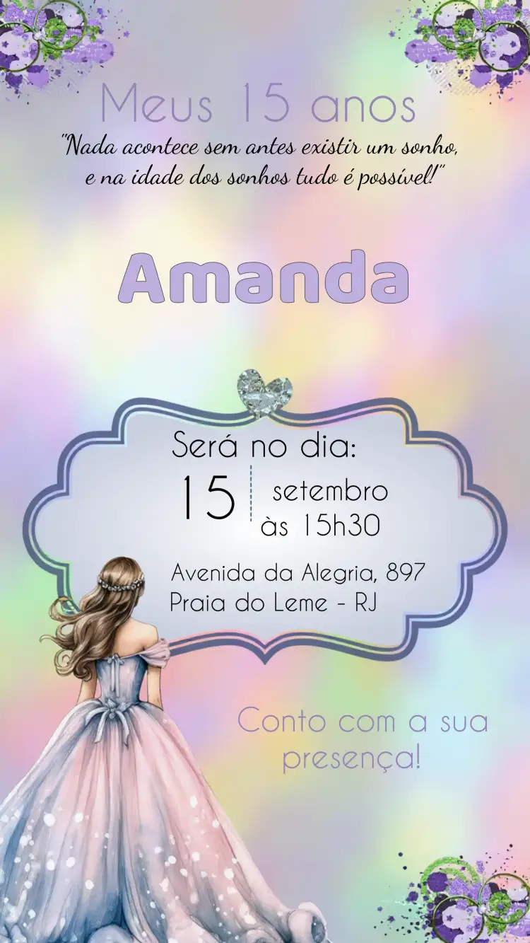 Convite 15 Anos Debutante Azul – tema 15 anos azul, elegante, moderno, sutil, feminino, sofisticado