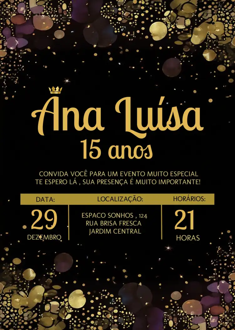 15 Anos Dourado E Preto Luxo
