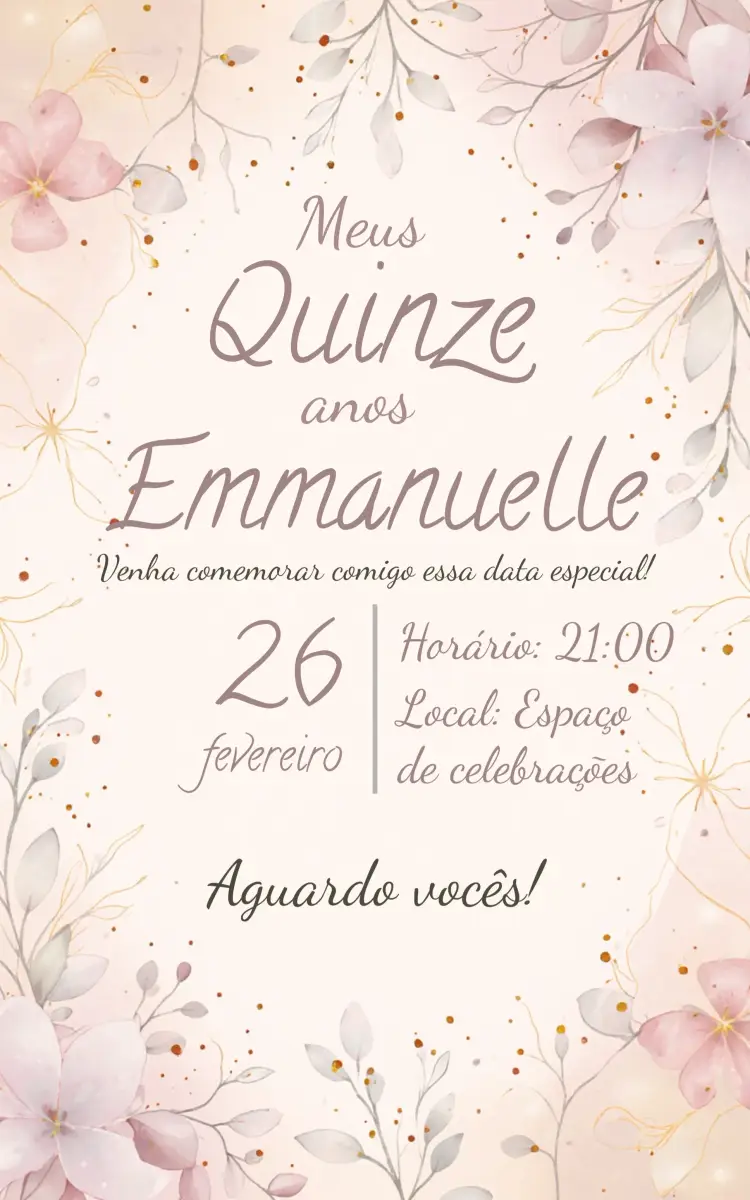 Convite 15 Anos Floral