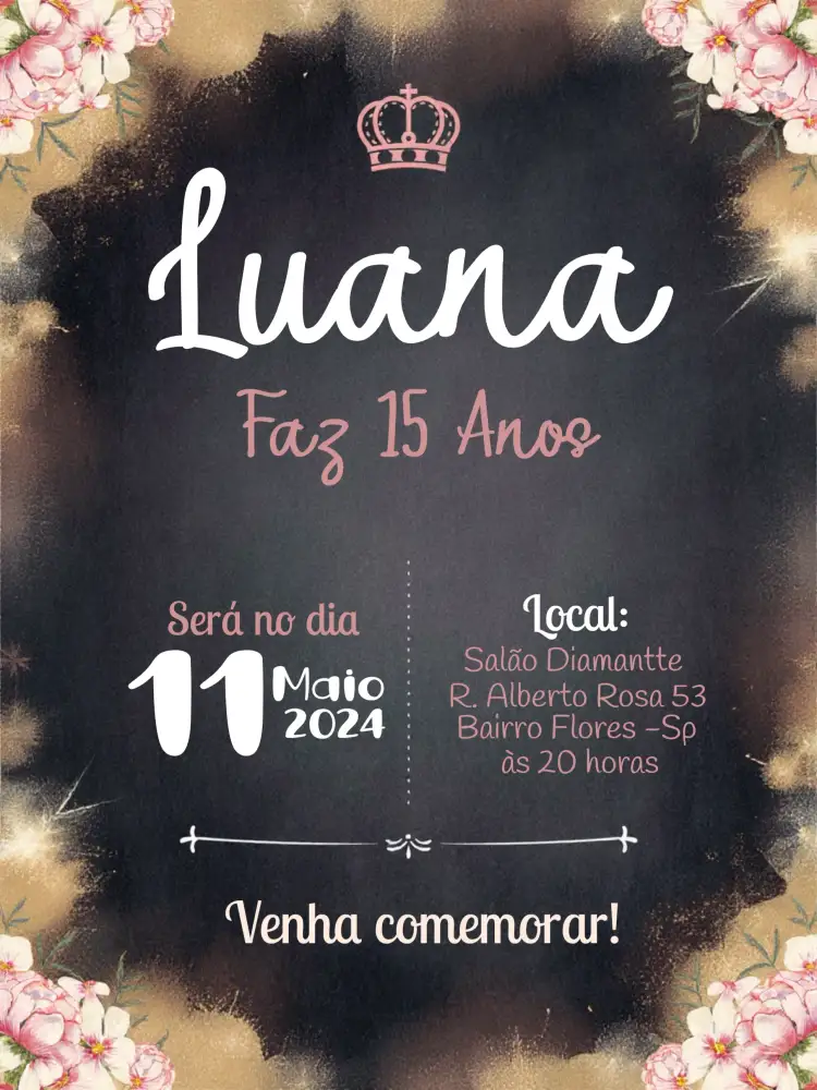 Convite 15 Anos Floral Branco – tema 15 anos floral, elegante, moderno, romântico, minimalista, artístico