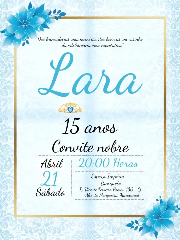 Convite 15 Anos Floral Comemoração