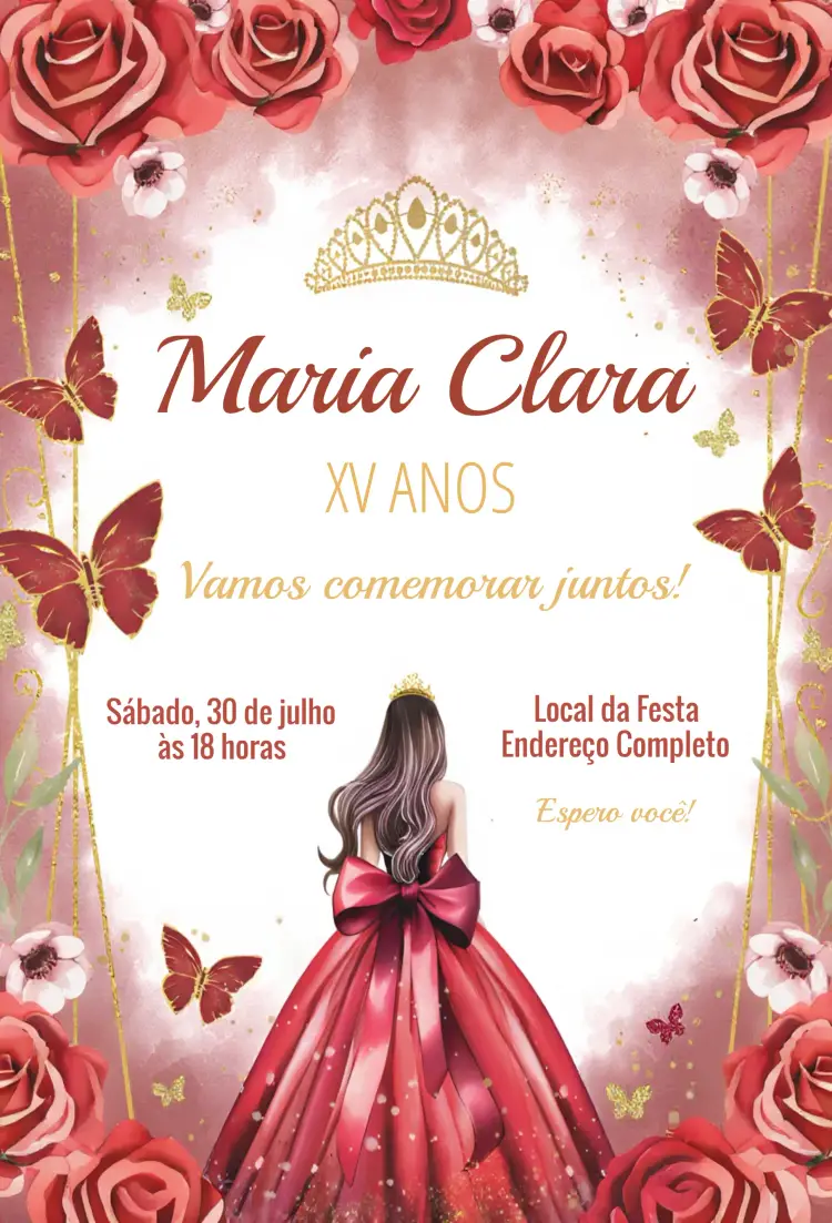 Convite 15 Anos Floral Debutante