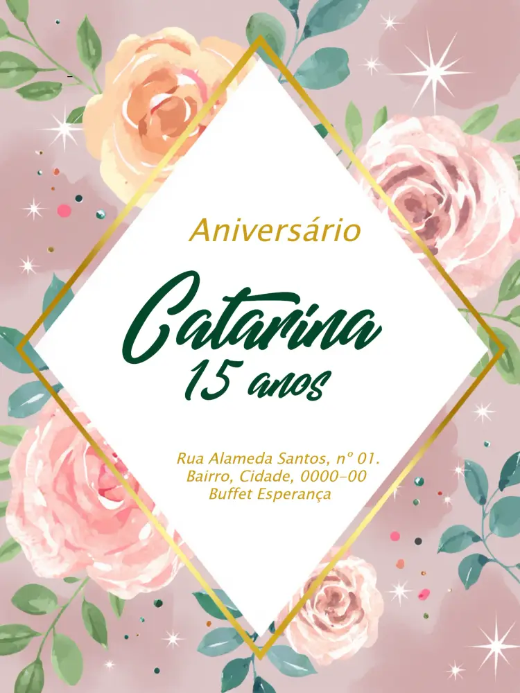 Convite 15 Anos Floral Delicado