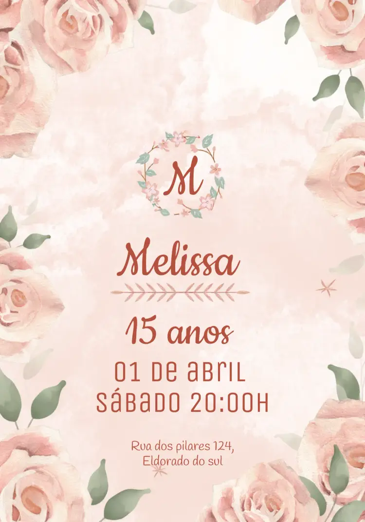 Convite 15 Anos Floral Flores