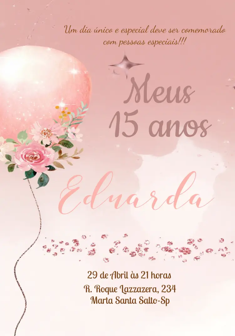 Convite 15 Anos Floral Marrom