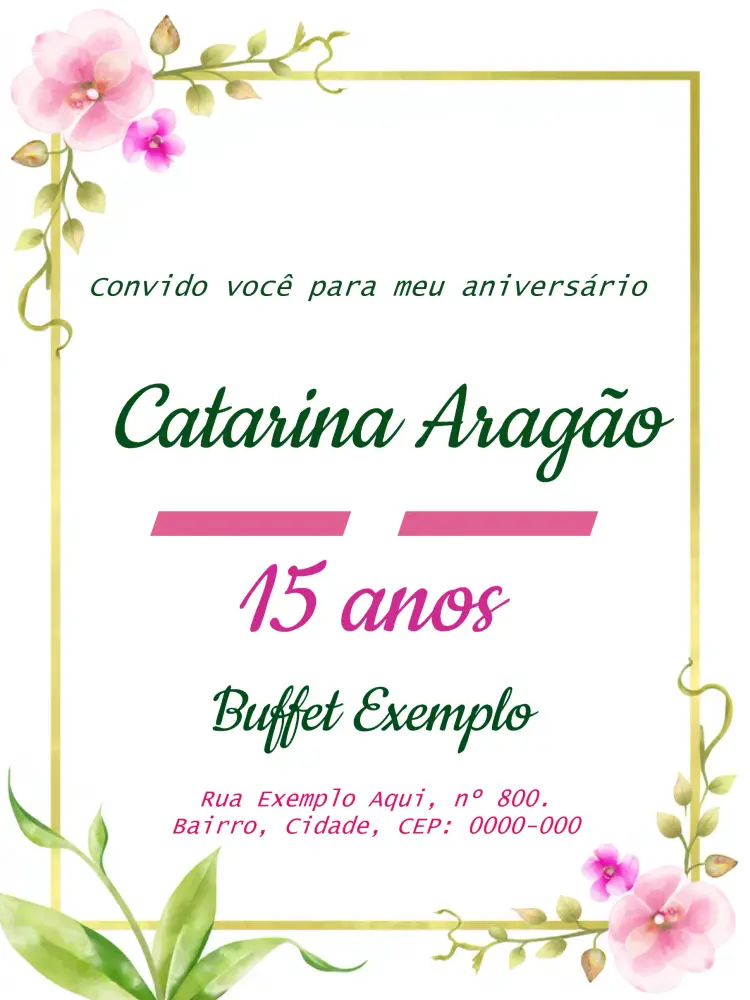 Convite 15 Anos Floral Rosa
