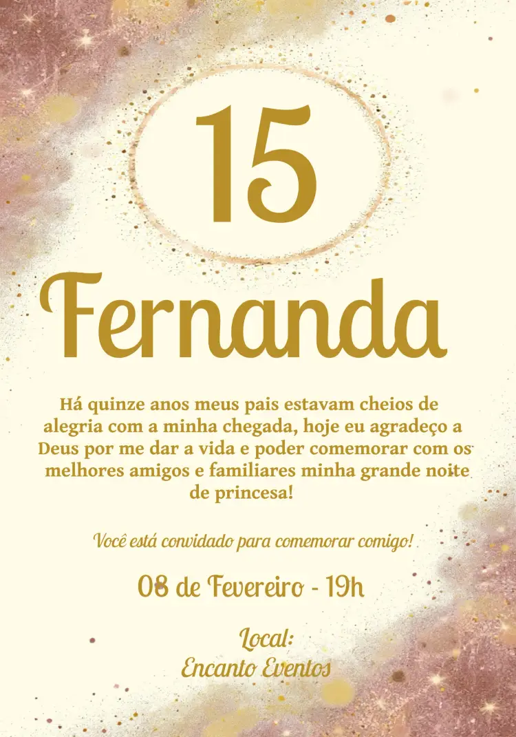 Convite 15 Anos Glitter