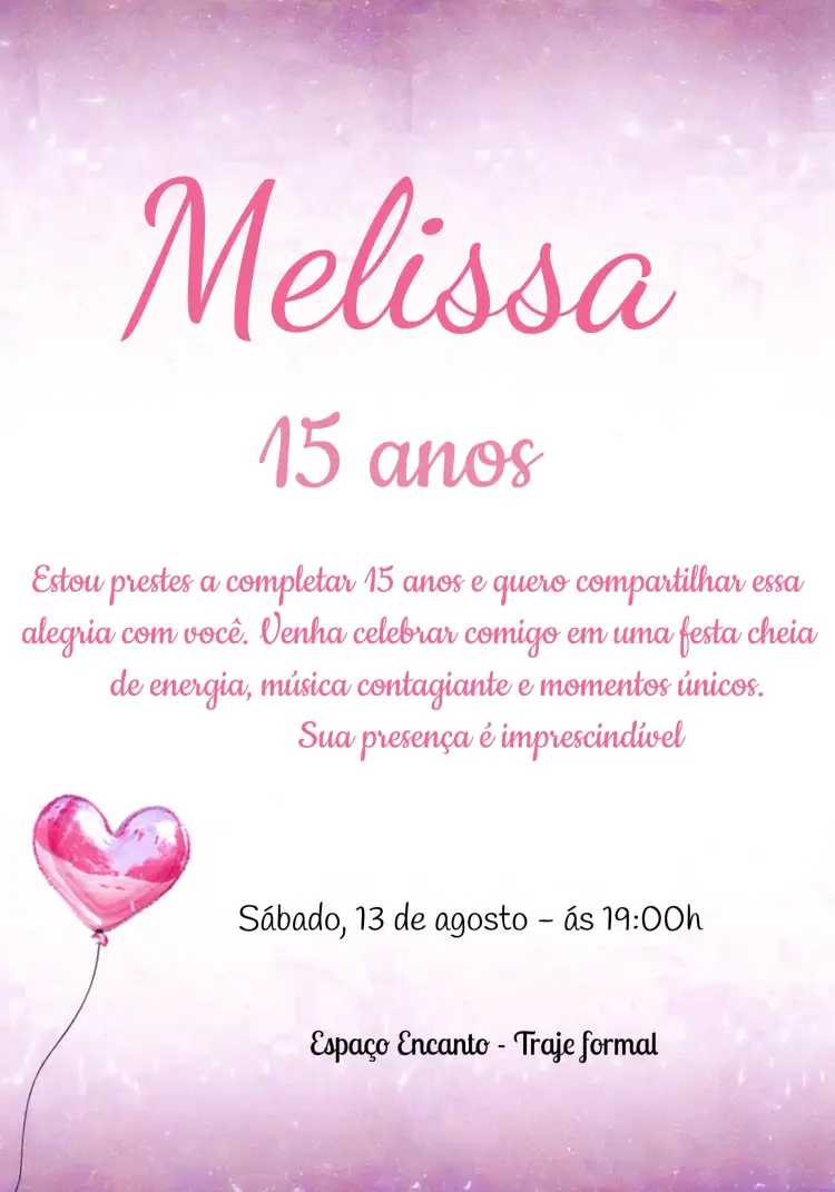 Convite 15 Anos Glitter Moderno – tema 15 anos moderno, glitter, rosa, elegante, vibrante, jovem