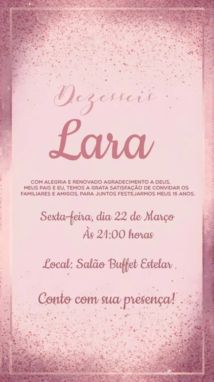 Convite 15 Anos Glitter Rosa