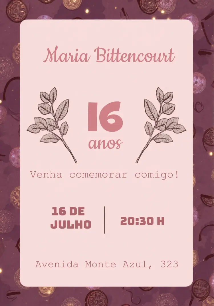 Convite 15 Anos Glitter Rosa