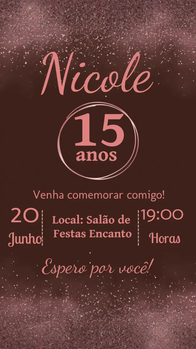 Convite 15 Anos Glitter Rosê