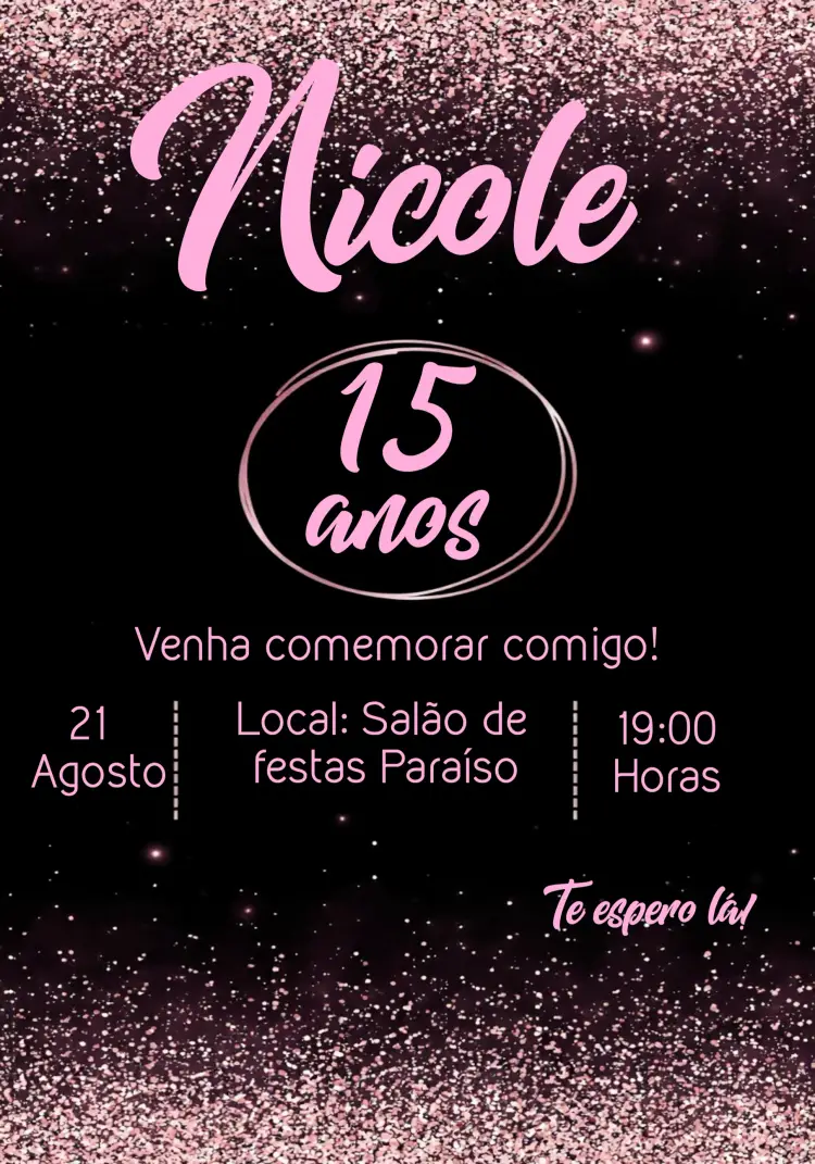 Convite 15 Anos Glitter Verde