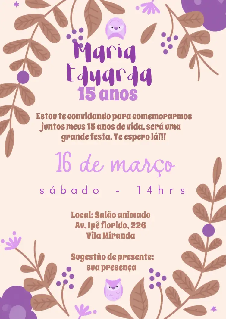 Convite 15 Anos Jardim Encantado Debutante – tema 15 anos floral, encantado, vintage, romântico, colorido, natural
