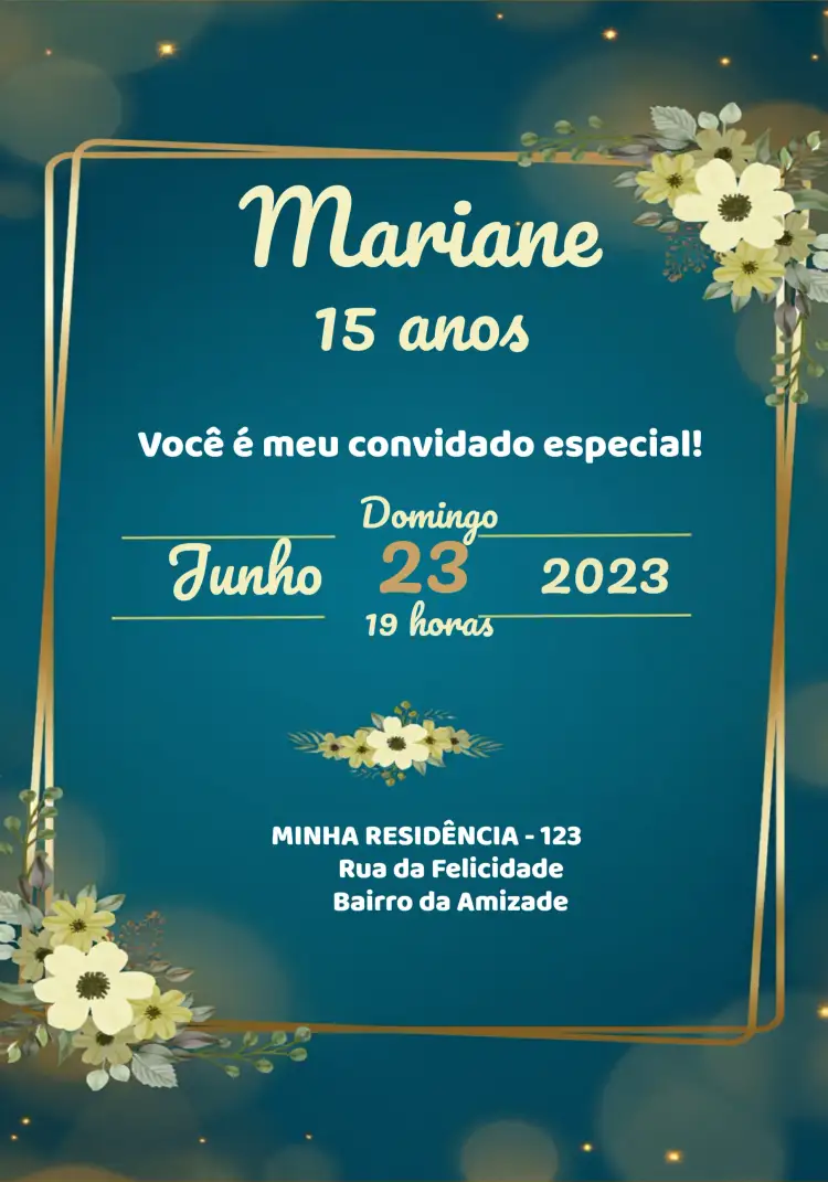 Convite 15 Anos Laranja – tema 15 anos laranja, moderno, vibrante, alegre, juvenil