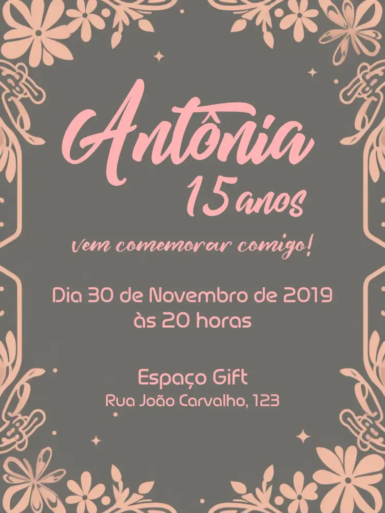 Convite 15 Anos - Mandala Rosa Hippie