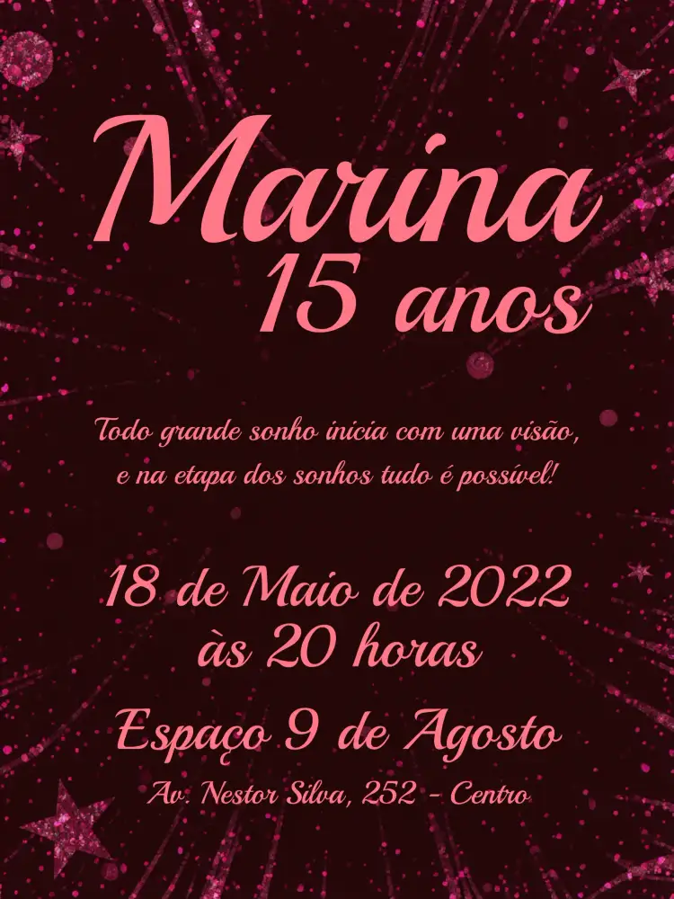 Convite 15 Anos Minimalista - Rosa E Preto – tema 15 anos minimalista, moderno, elegante, rosa, preto, clean