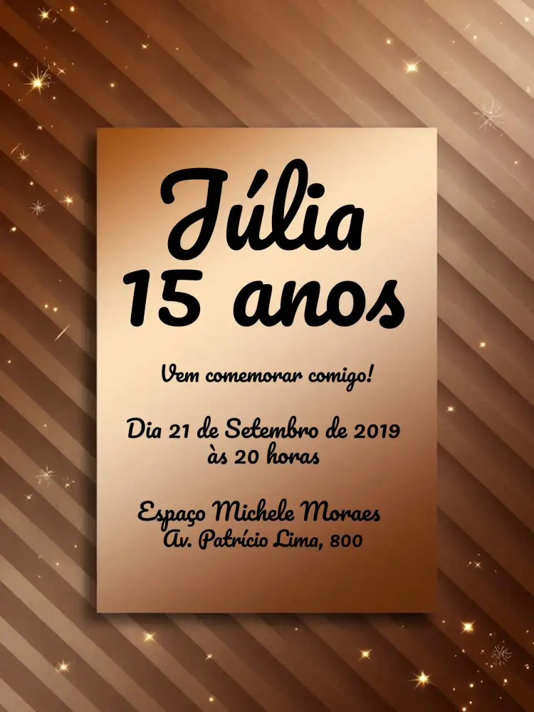 15 Anos Minimalista - Rosê Gold Listrado Preto