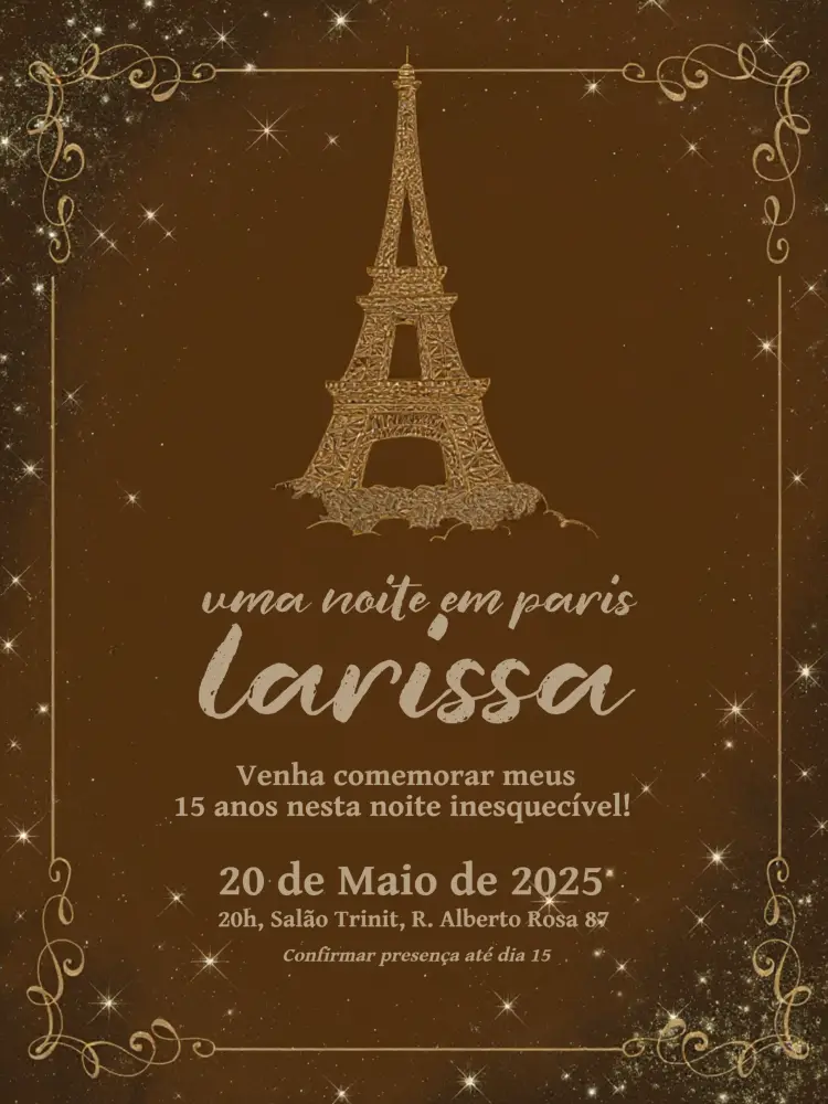 Convite 15 Anos Paris Eiffel