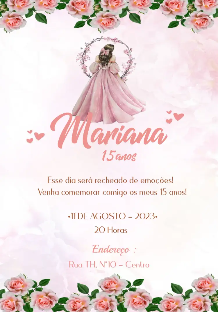 Convite 15 Anos Princesa Flores Floral