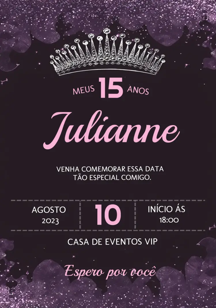 Convite 15 Anos Rosa