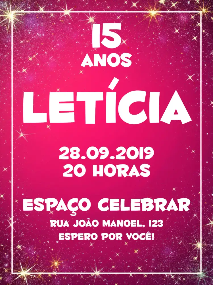 Convite 15 Anos - Rosa Brilhante Glitter – tema 15 anos rosa, glitter, feminino, moderno, brilhante, elegante