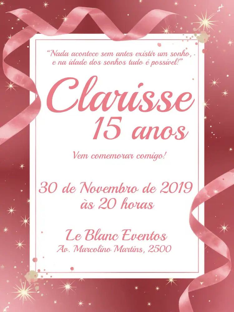 Convite 15 Anos - Rosa E Branco – tema 15 anos romântico, moderno, delicado, elegante, feminino, minimalista